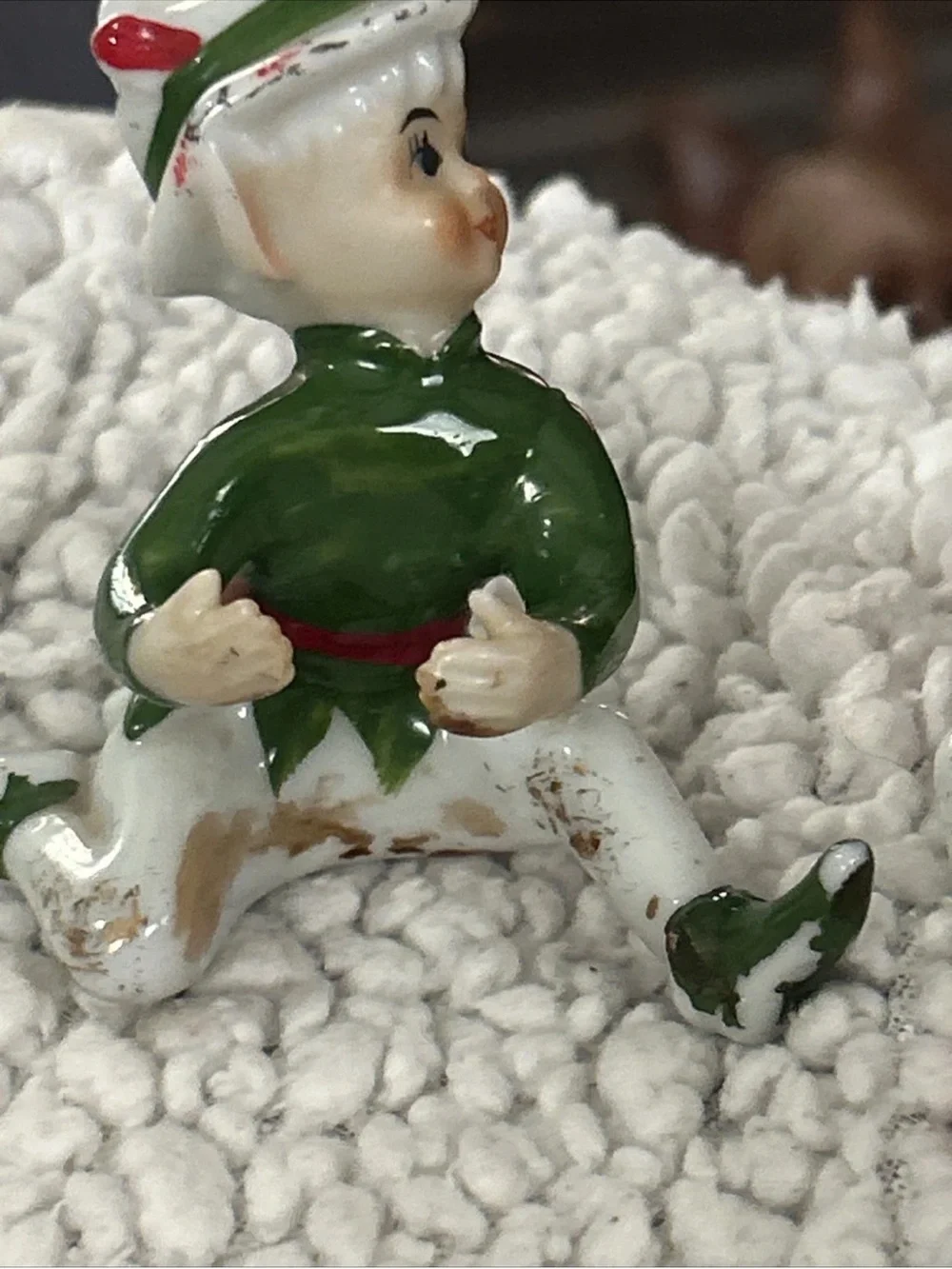 Vintage Set Of 2 Pixies Elves With Hats Candle Huggers Japan
